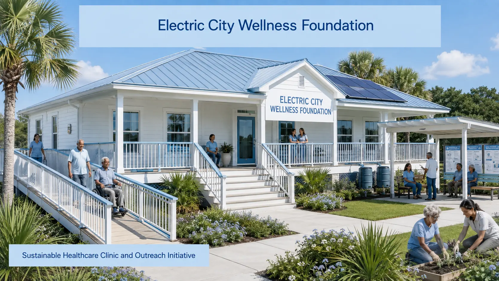 Architectural rendering of the planned Electric City Wellness Foundation clinic